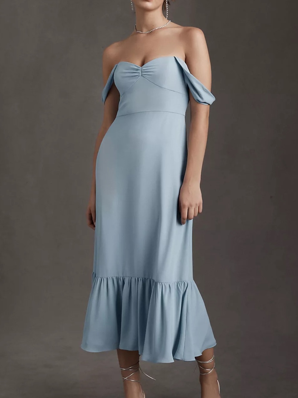 BHLDN Munroe Georgette Dress in Storm Blue Sz 10